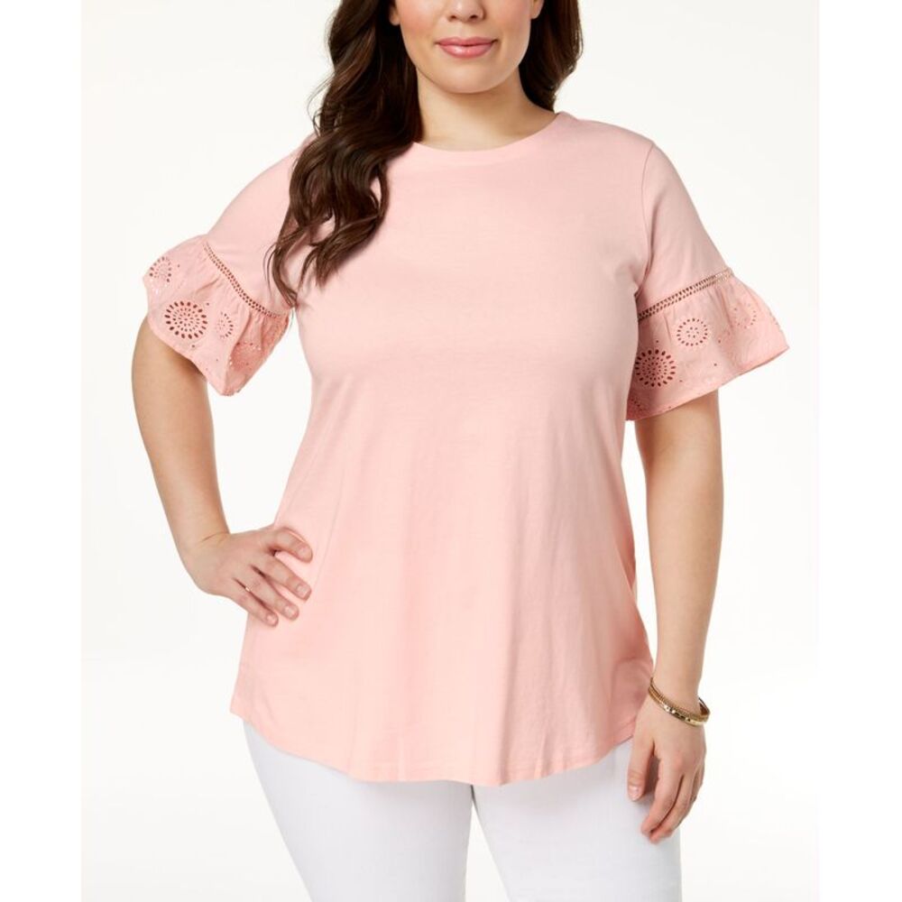 Charter Club Plus Size Eyelet Trim Top